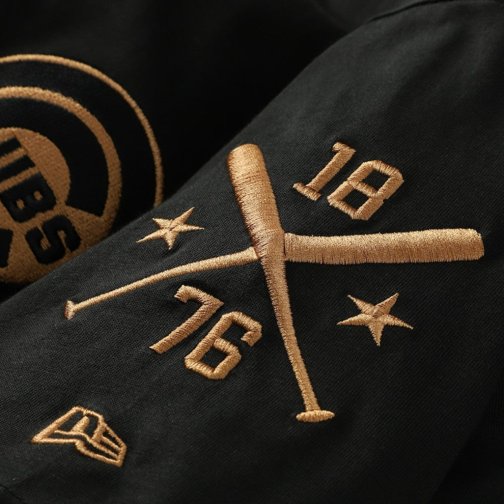 Black Chicago Cubs New Era Bronze Logo with Cross Bats Established T-Shirt