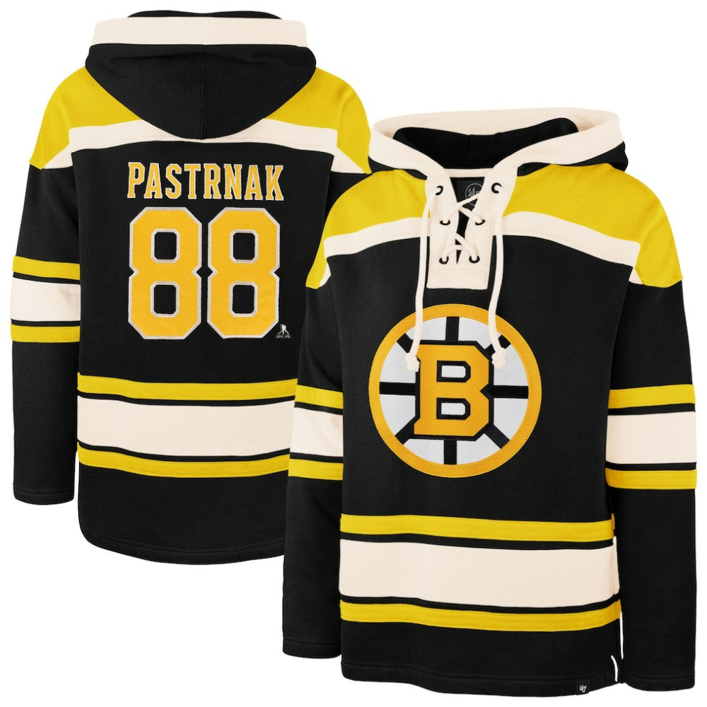 NHL David Pastrnak Boston Bruins '47 Player Name & Number Lacer Hoodie