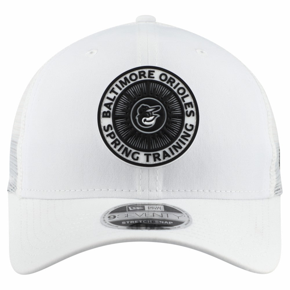 White Baltimore Orioles New Era 2026 Spring Training Fan Pack 9SEVENTY Adjustable Trucker Hat