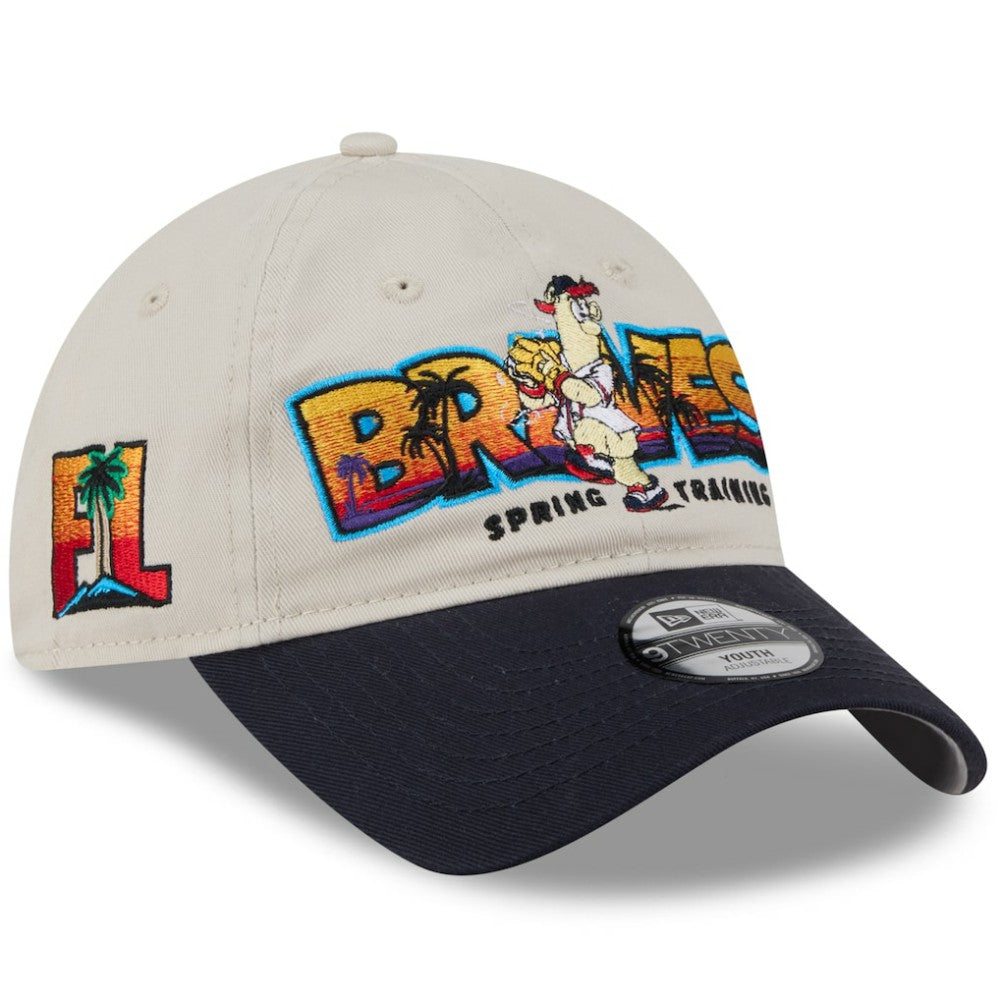 Stone/Navy Atlanta Braves New Era Youth 2026 Spring Training Fan Pack Batter 9TWENTY Adjustable Hat