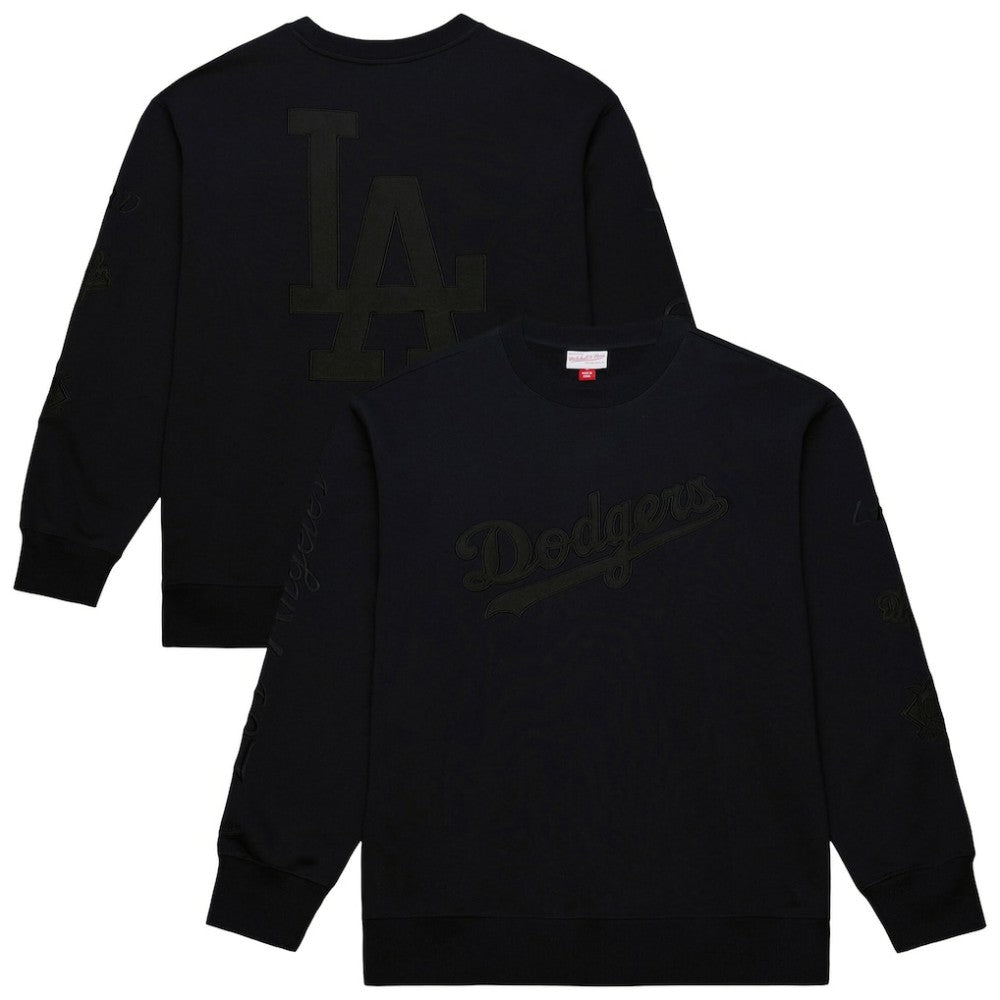 Black Los Angeles Dodgers Mitchell & Ness Phantom Fleece Crewneck Sweatshirt