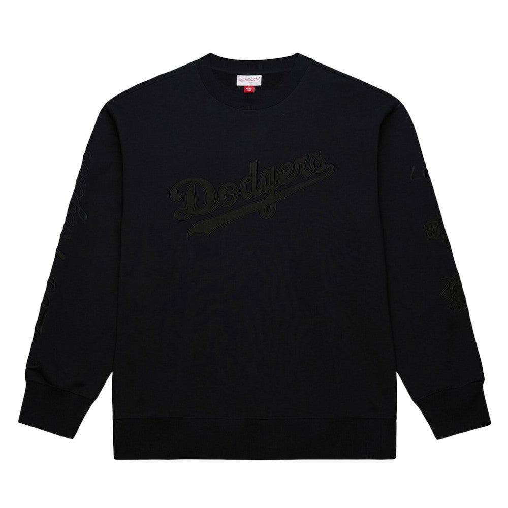 Black Los Angeles Dodgers Mitchell & Ness Phantom Fleece Crewneck Sweatshirt