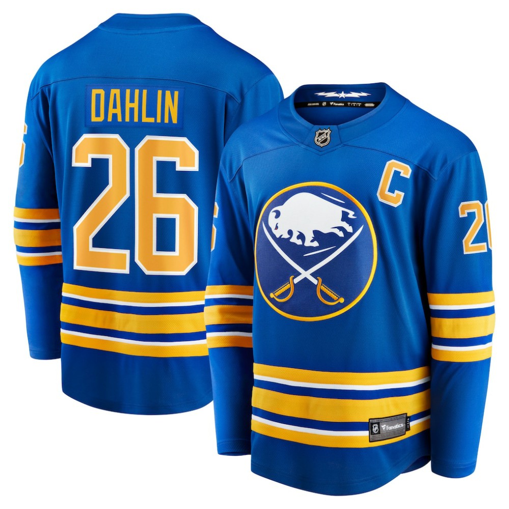 NHL Rasmus Dahlin Buffalo Sabres Fanatics Home Captain Patch Breakaway Jersey
