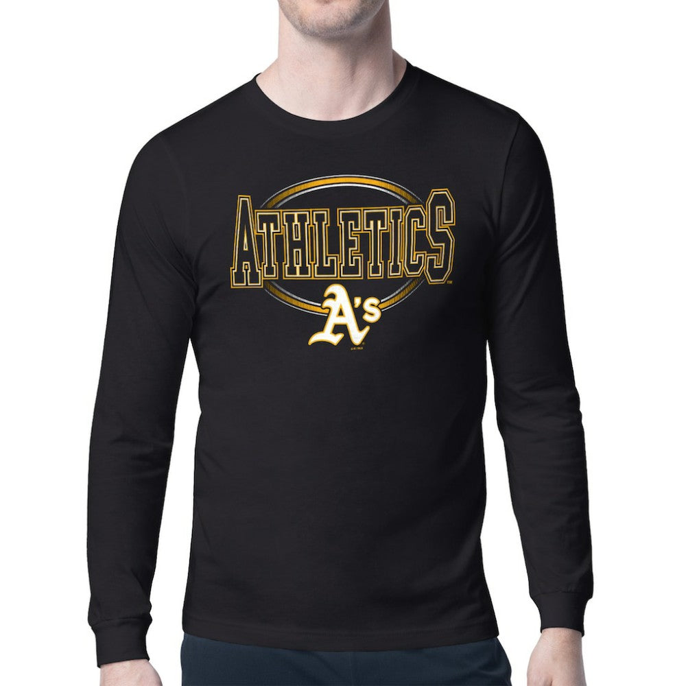 Black Athletics Starter Team Track Graphic Long Sleeve T-Shirt