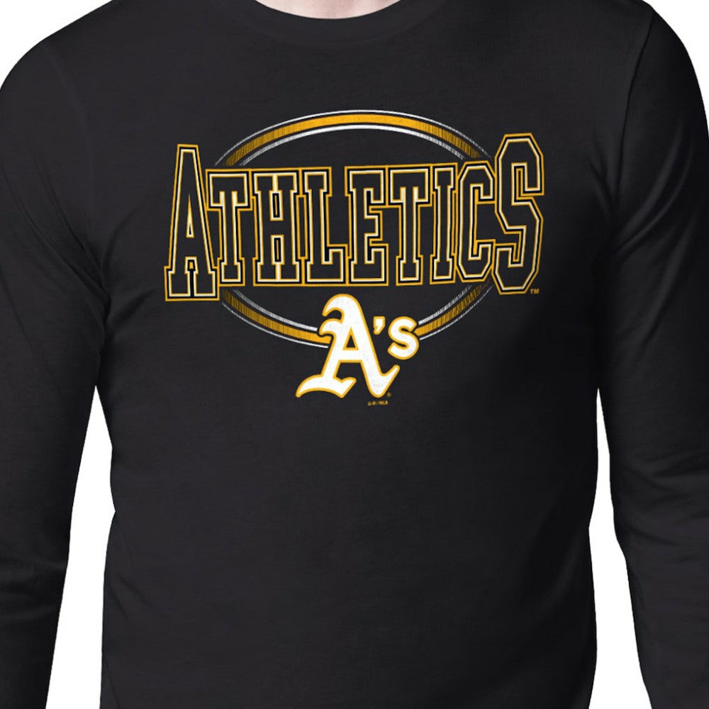 Black Athletics Starter Team Track Graphic Long Sleeve T-Shirt