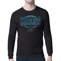 Black Miami Marlins Starter Team Track Graphic Long Sleeve T-Shirt