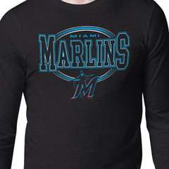 Black Miami Marlins Starter Team Track Graphic Long Sleeve T-Shirt