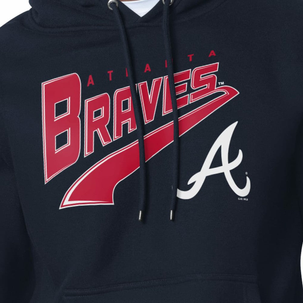 Navy Atlanta Braves Starter Modern Tailsweep Fleece Tri-Blend Pullover Hoodie