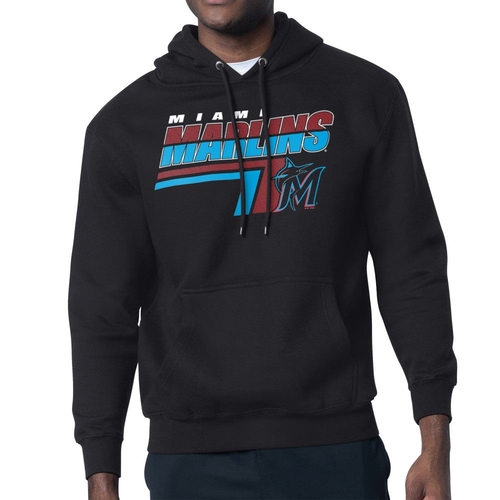 Black Miami Marlins Starter Logo Push Graphic Hoodie