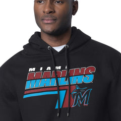 Black Miami Marlins Starter Logo Push Graphic Hoodie