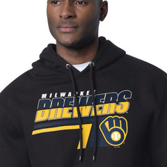 Black Milwaukee Brewers Starter Logo Push Graphic Hoodie