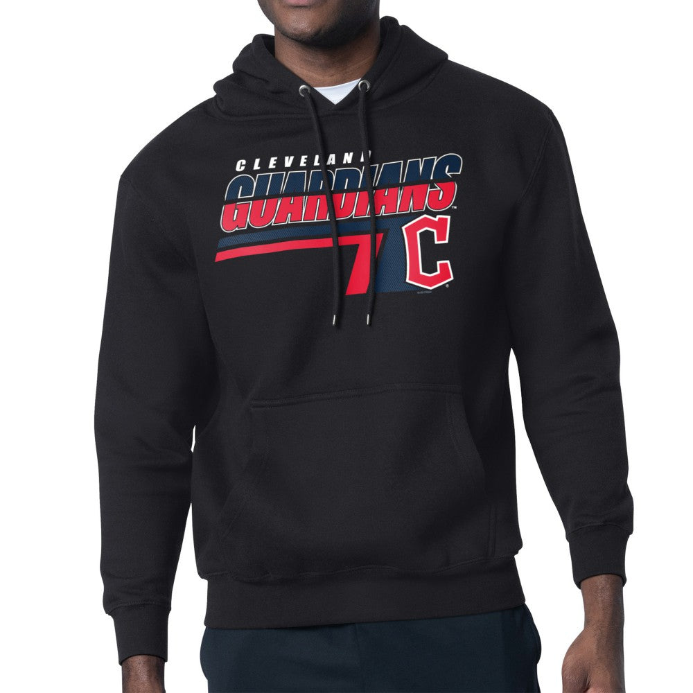 Black Cleveland Guardians Starter Logo Push Graphic Hoodie