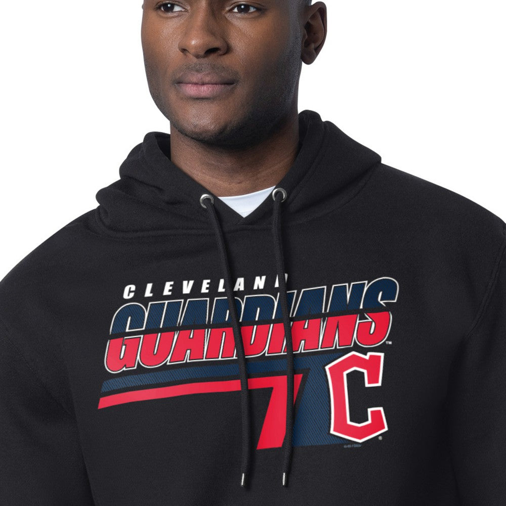 Black Cleveland Guardians Starter Logo Push Graphic Hoodie