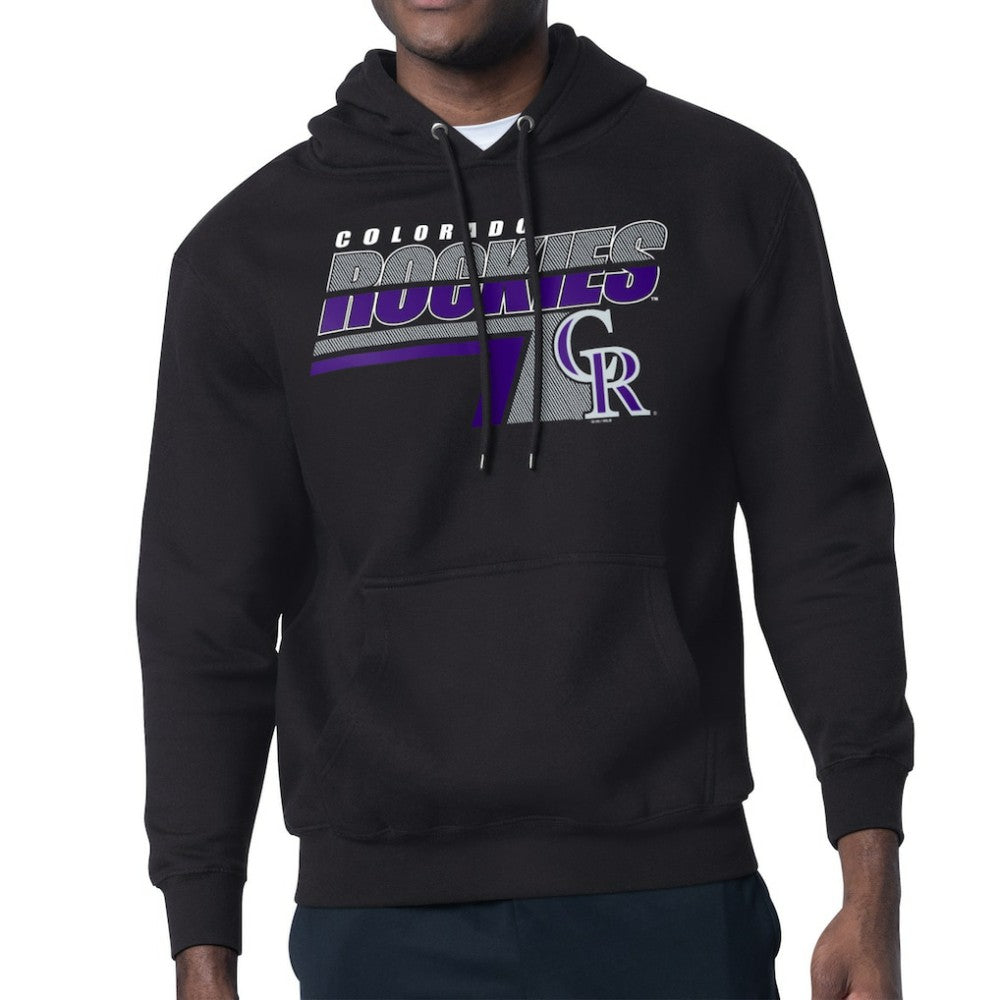 Black Colorado Rockies Starter Logo Push Graphic Hoodie