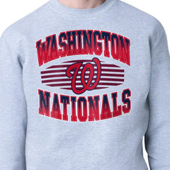 Heather Gray Washington Nationals Starter Team Grit Graphic Fleece Pullover Sweatshirt