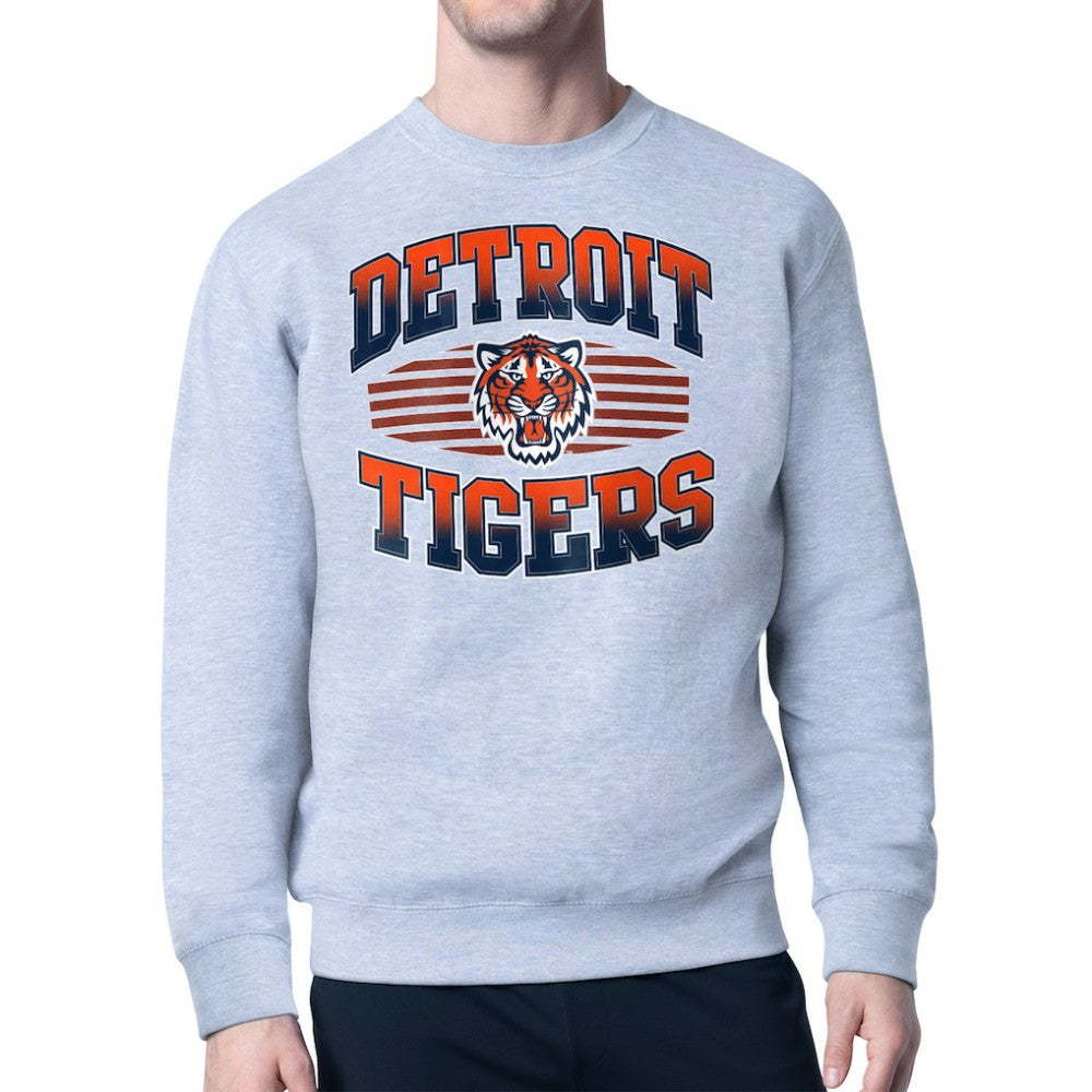 Heather Gray Detroit Tigers Starter Team Grit Graphic Fleece Pullover Sweatshirt