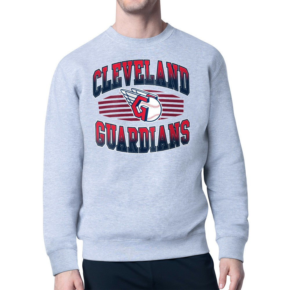 Heather Gray Cleveland Guardians Starter Team Grit Graphic Fleece Pullover Sweatshirt