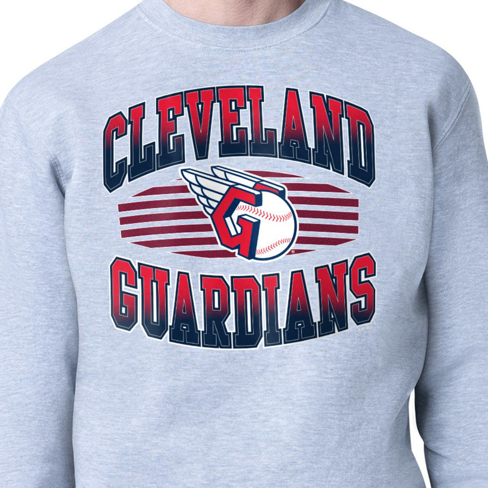 Heather Gray Cleveland Guardians Starter Team Grit Graphic Fleece Pullover Sweatshirt