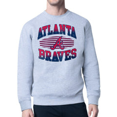 Heather Gray Atlanta Braves Starter Team Grit Graphic Fleece Pullover Sweatshirt