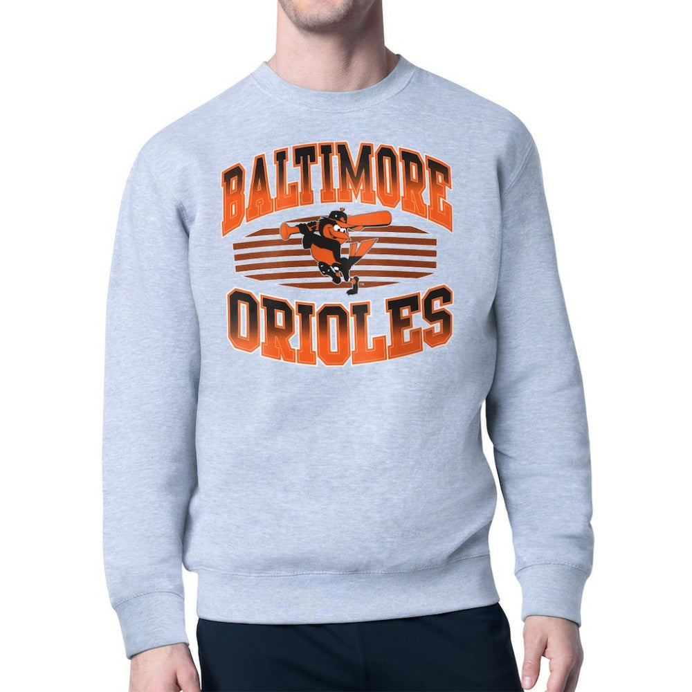 Heather Gray Baltimore Orioles Starter Team Grit Graphic Fleece Pullover Sweatshirt