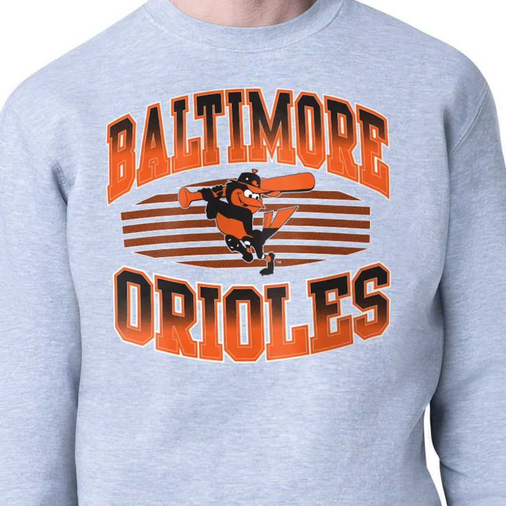 Heather Gray Baltimore Orioles Starter Team Grit Graphic Fleece Pullover Sweatshirt