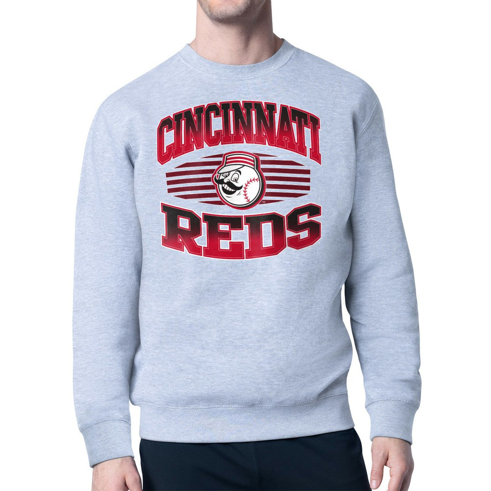 Heather Gray Cincinnati Reds Starter Team Grit Graphic Fleece Pullover Sweatshirt