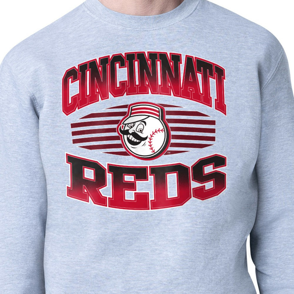 Heather Gray Cincinnati Reds Starter Team Grit Graphic Fleece Pullover Sweatshirt