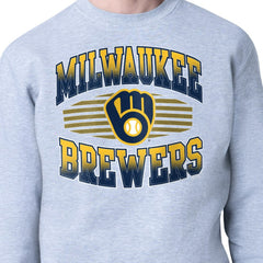 Heather Gray Milwaukee Brewers Starter Team Grit Graphic Fleece Pullover Sweatshirt