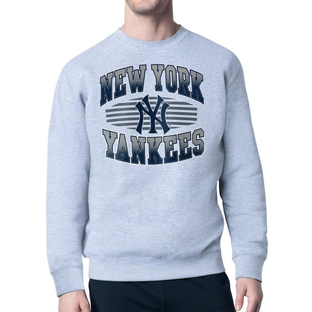 Heather Gray New York Yankees Starter Team Grit Graphic Fleece Pullover Sweatshirt