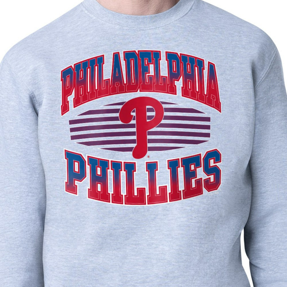 Heather Gray Philadelphia Phillies Starter Team Grit Graphic Fleece Pullover Sweatshirt