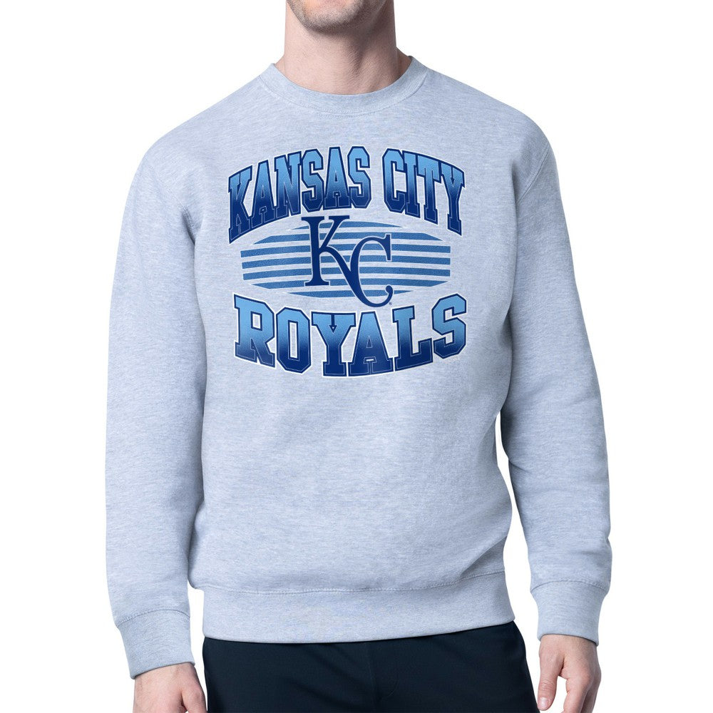Heather Gray Kansas City Royals Starter Team Grit Graphic Fleece Pullover Sweatshirt