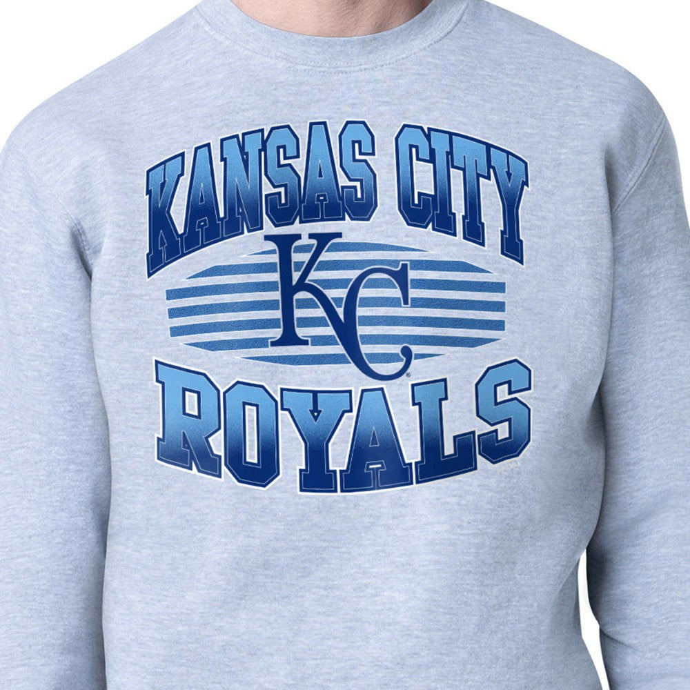 Heather Gray Kansas City Royals Starter Team Grit Graphic Fleece Pullover Sweatshirt