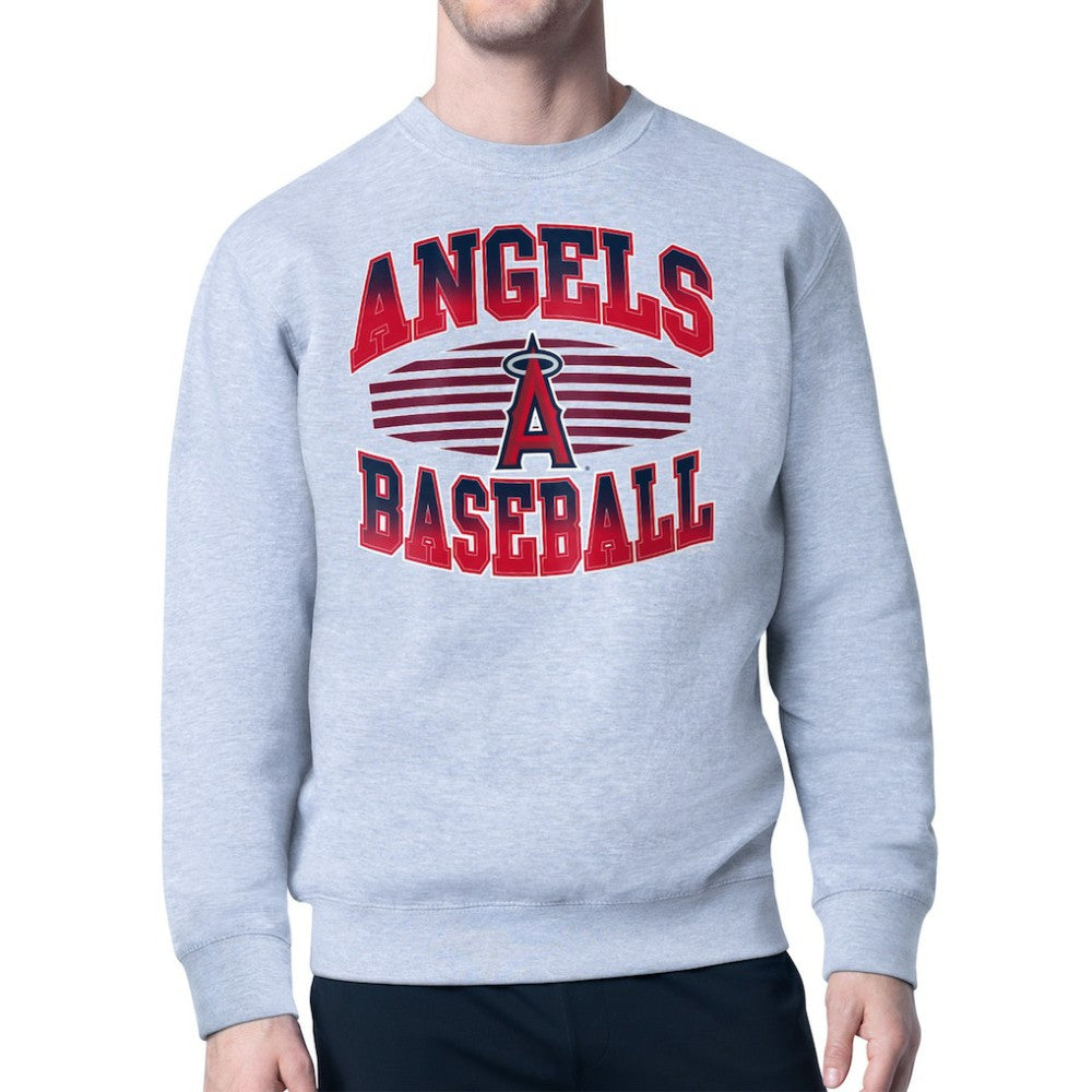 Heather Gray Los Angeles Angels Starter Team Grit Graphic Fleece Pullover Sweatshirt