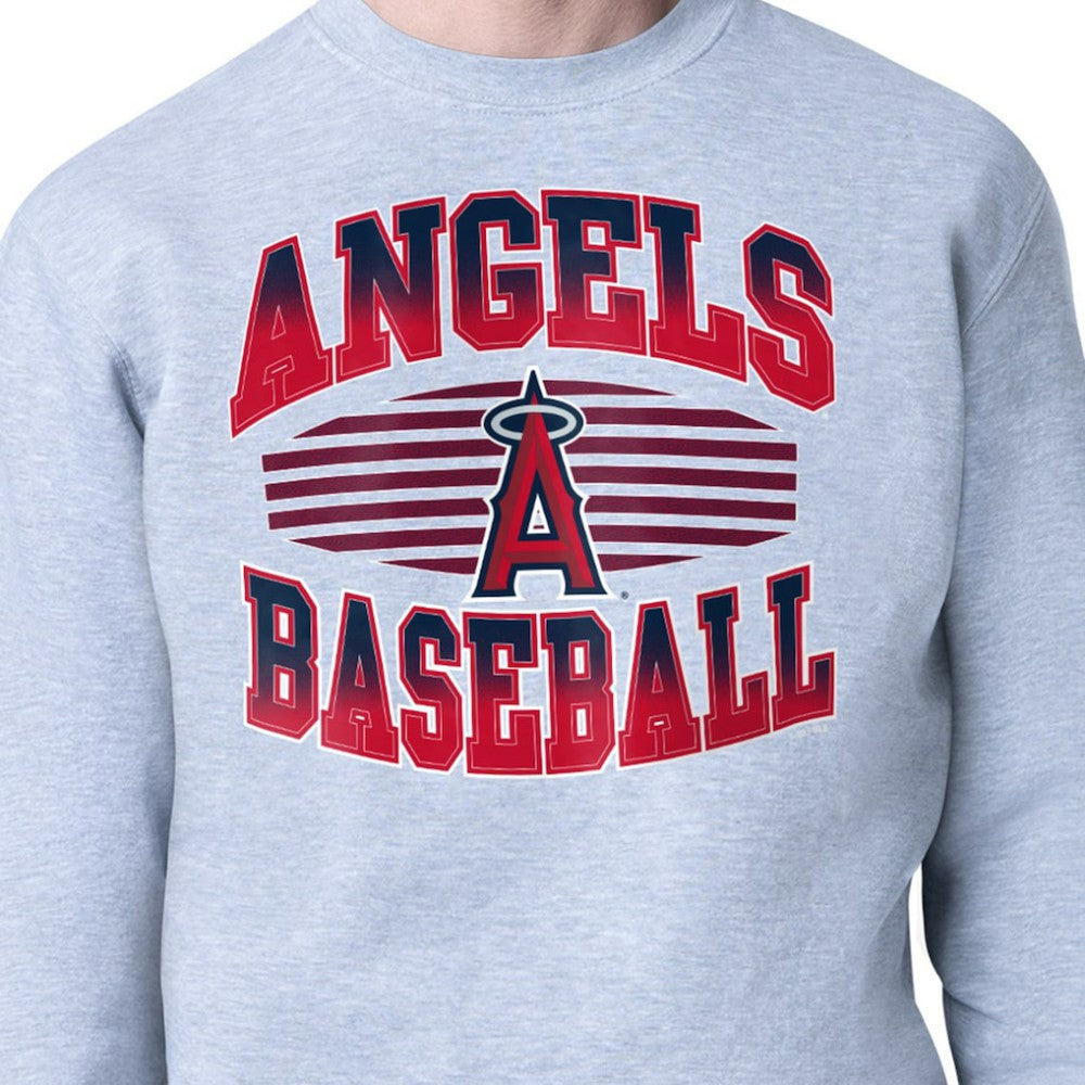 Heather Gray Los Angeles Angels Starter Team Grit Graphic Fleece Pullover Sweatshirt
