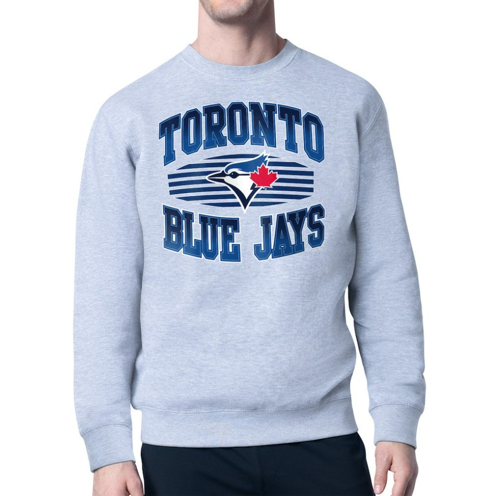 Heather Gray Toronto Blue Jays Starter Team Grit Graphic Fleece Pullover Sweatshirt