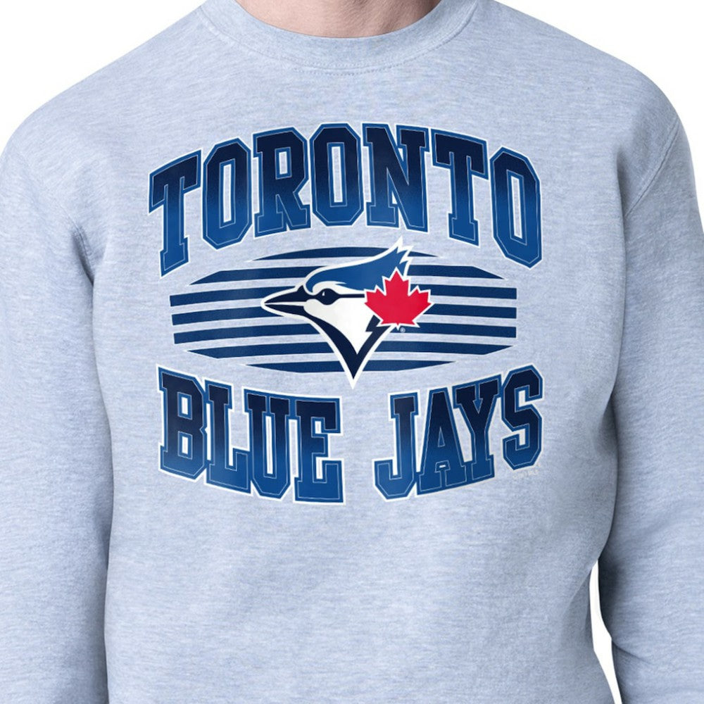 Heather Gray Toronto Blue Jays Starter Team Grit Graphic Fleece Pullover Sweatshirt