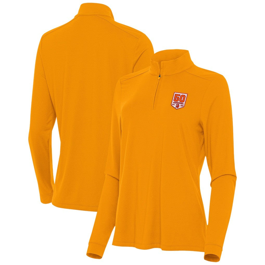 Antigua Women's 50th Season Intent Quarter-Zip Sweatshirt - Tampa Bay Buccaneers Sweatshirts