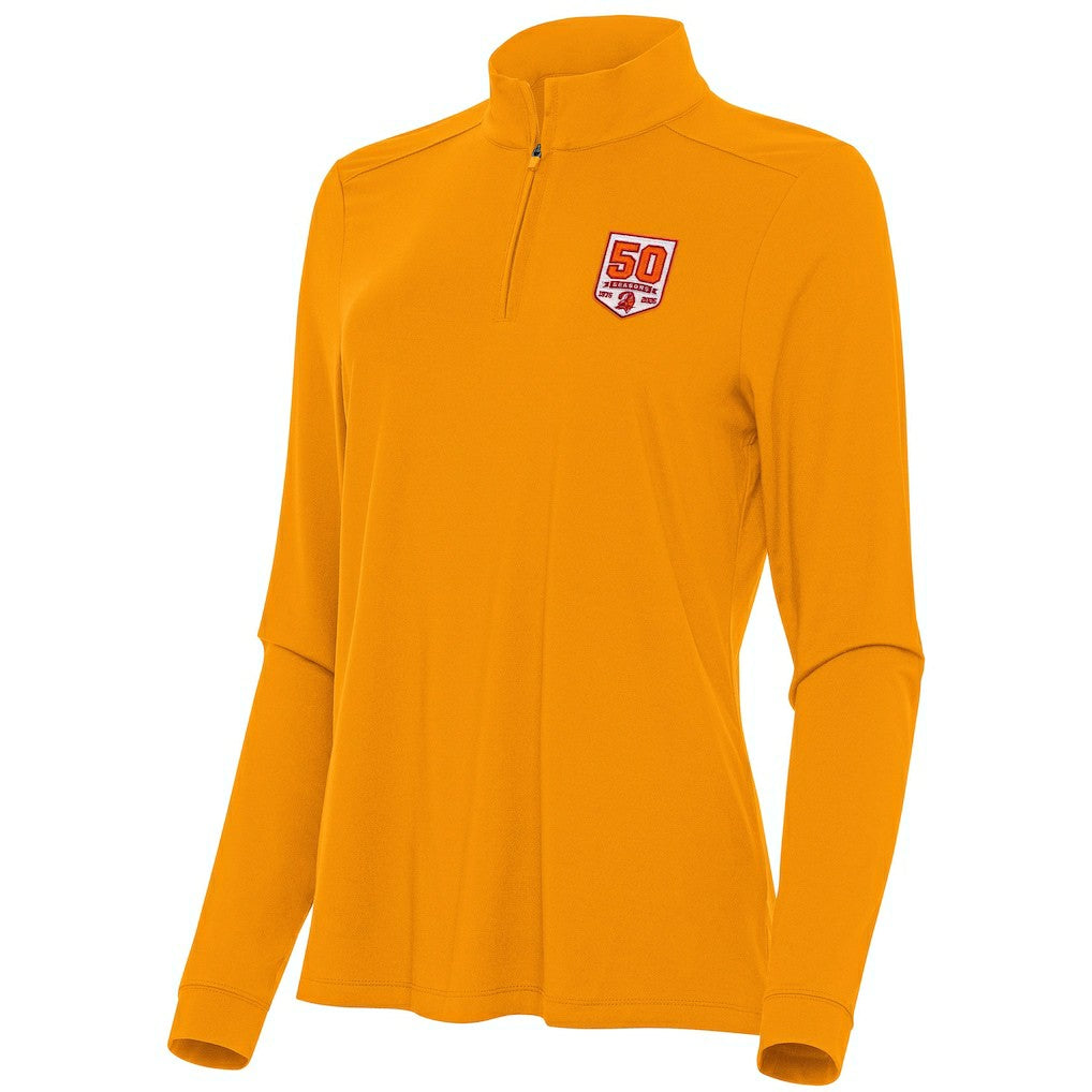 Antigua Women's 50th Season Intent Quarter-Zip Sweatshirt - Tampa Bay Buccaneers Sweatshirts