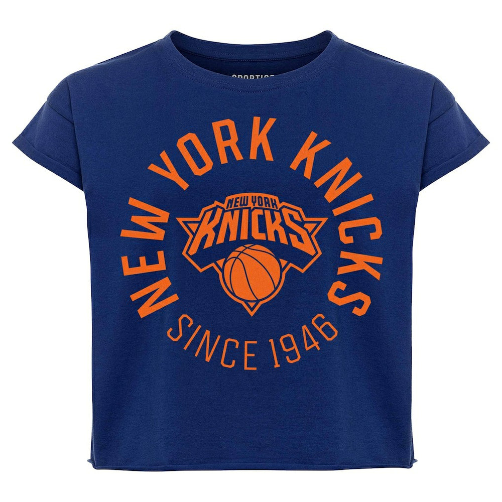 New York Knicks Sportiqe Women's Cropped Genuine Issue Collection Alana T-Shirt