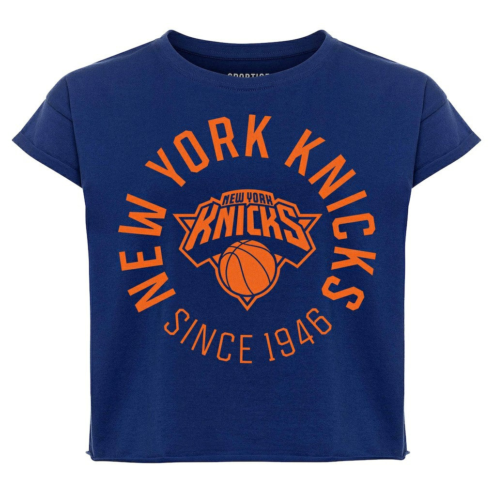 New York Knicks Sportiqe Women's Cropped Genuine Issue Collection Alana T-Shirt