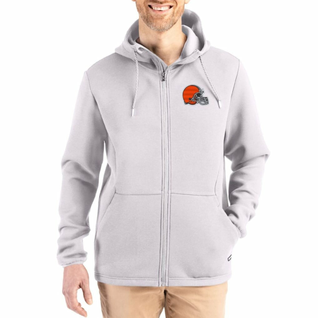 Cutter & Buck Roam Epic Comfort Recycled Full-Zip Hoodie Jacket - Cleveland Browns Hoodies