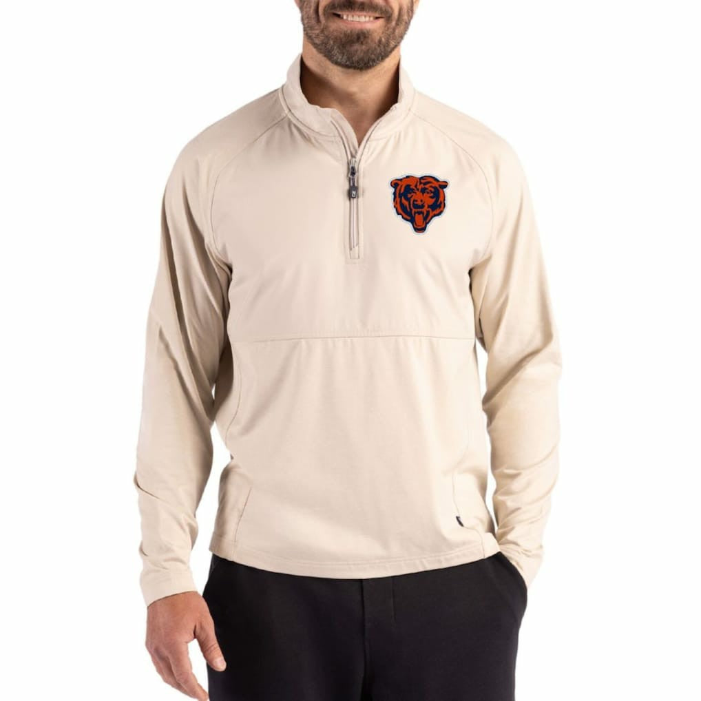 Cutter & Buck Adapt Eco Knit Hybrid Recycled Quarter-Zip Jacket - Chicago Bears Jackets