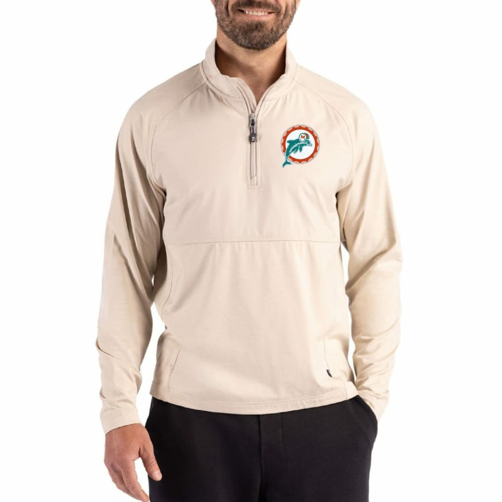 Cutter & Buck Adapt Eco Knit Hybrid Recycled Quarter-Zip Jacket - Miami Dolphins Jackets