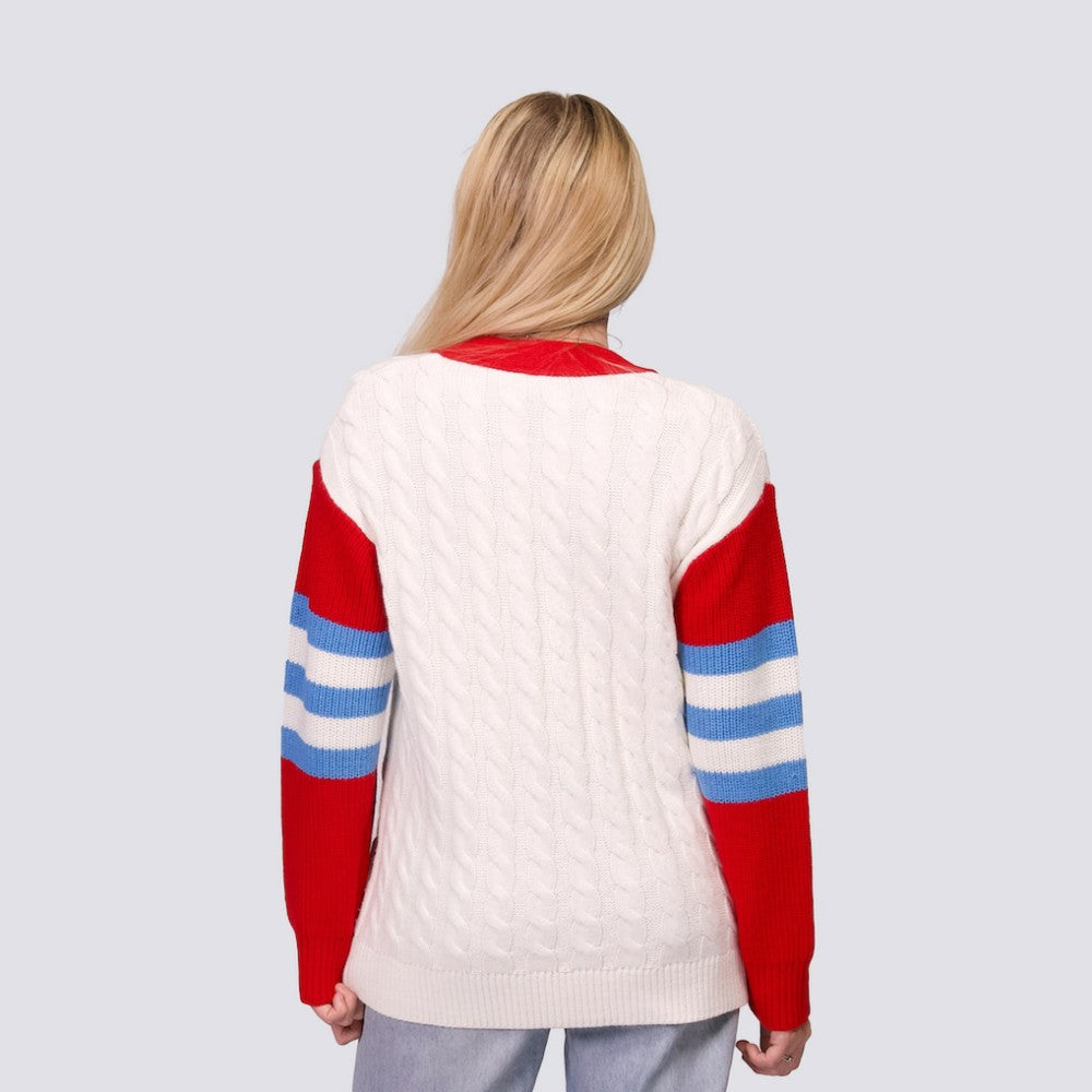 Red/White St. Louis Cardinals Lusso Women's Shyla Knit V-Neck Full-Zip Sweater