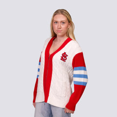 Red/White St. Louis Cardinals Lusso Women's Shyla Knit V-Neck Full-Zip Sweater