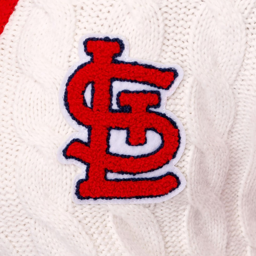 Red/White St. Louis Cardinals Lusso Women's Shyla Knit V-Neck Full-Zip Sweater