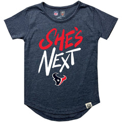 Wes & Willy Girls Youth She's Next Garment Washed T-Shirt - Houston Texans T-shirts