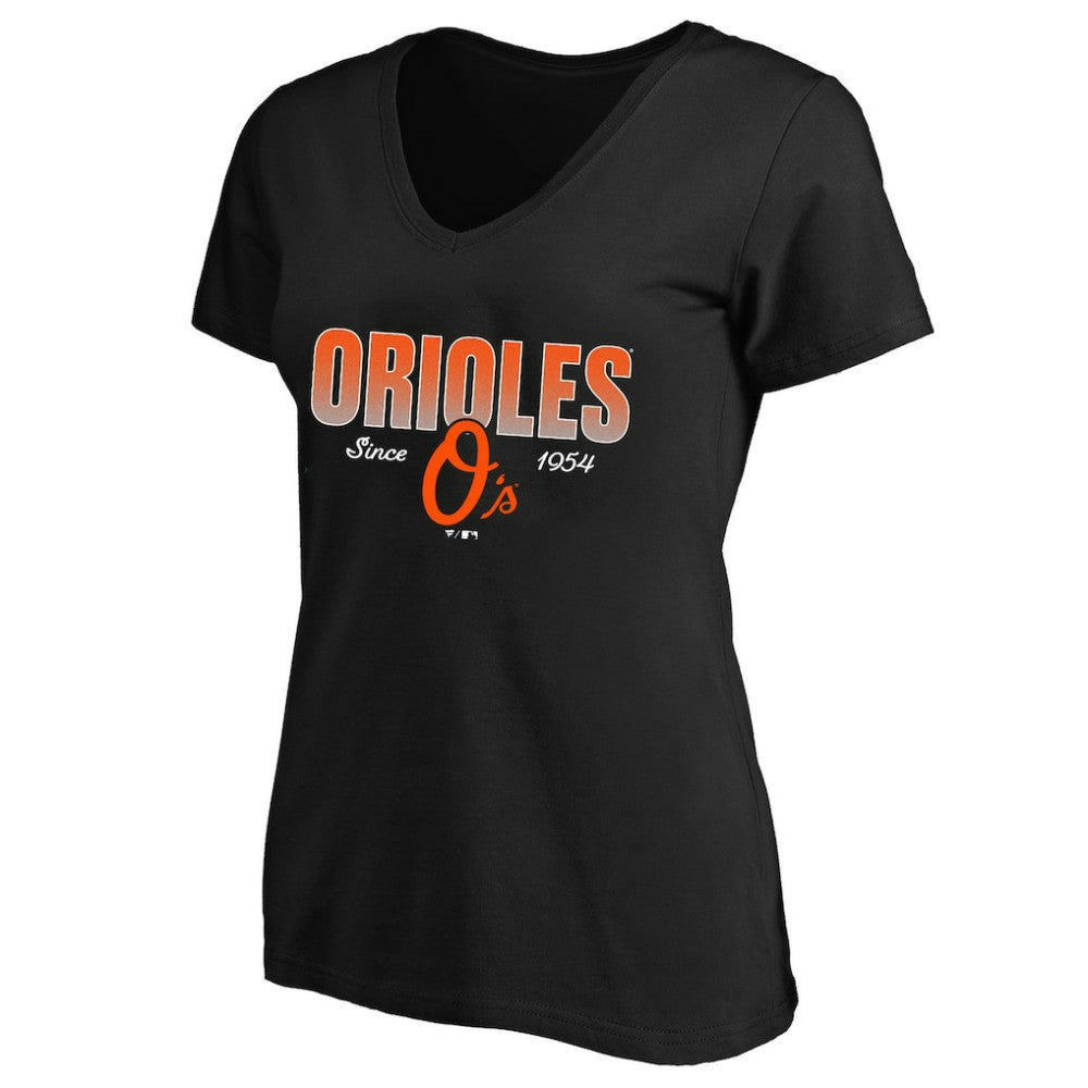 Black Baltimore Orioles Profile Women's Plus Size Wordmark V-Neck T-Shirt