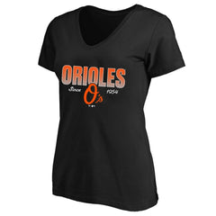 Black Baltimore Orioles Profile Women's Plus Size Wordmark V-Neck T-Shirt