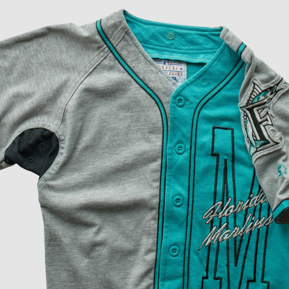 Teal Miami Marlins Starter 90s Full Button Top